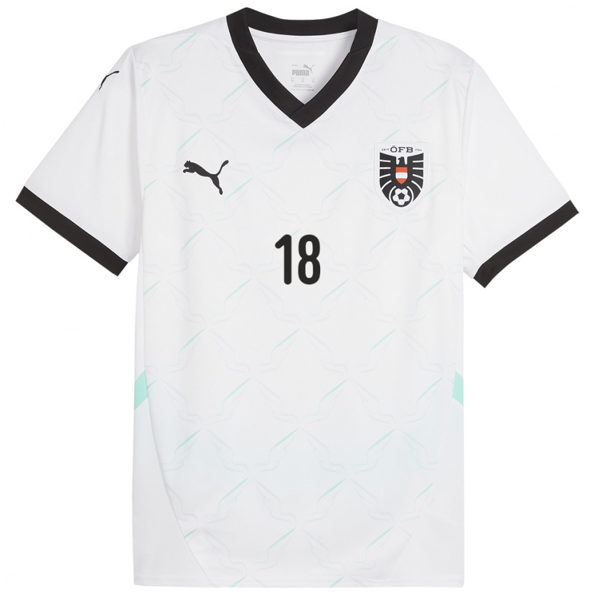 Bambino Maglia Austria Julia Hickelsberger-Füller #18 Bianco Kit Gara Away 24-26 Maglietta