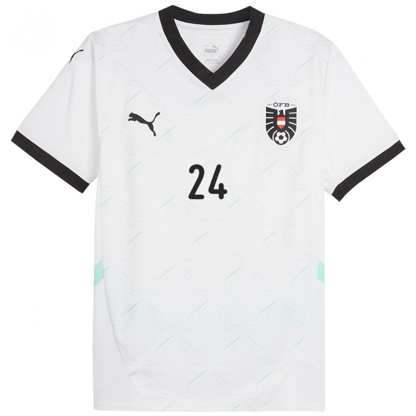 Bambino Maglia Austria Julia Magerl #24 Bianco Kit Gara Away 24-26 Maglietta