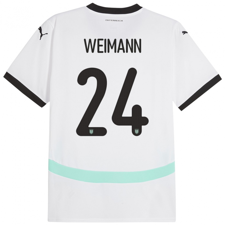 Bambino Maglia Austria Andreas Weimann #24 Bianco Kit Gara Away 24-26 Maglietta