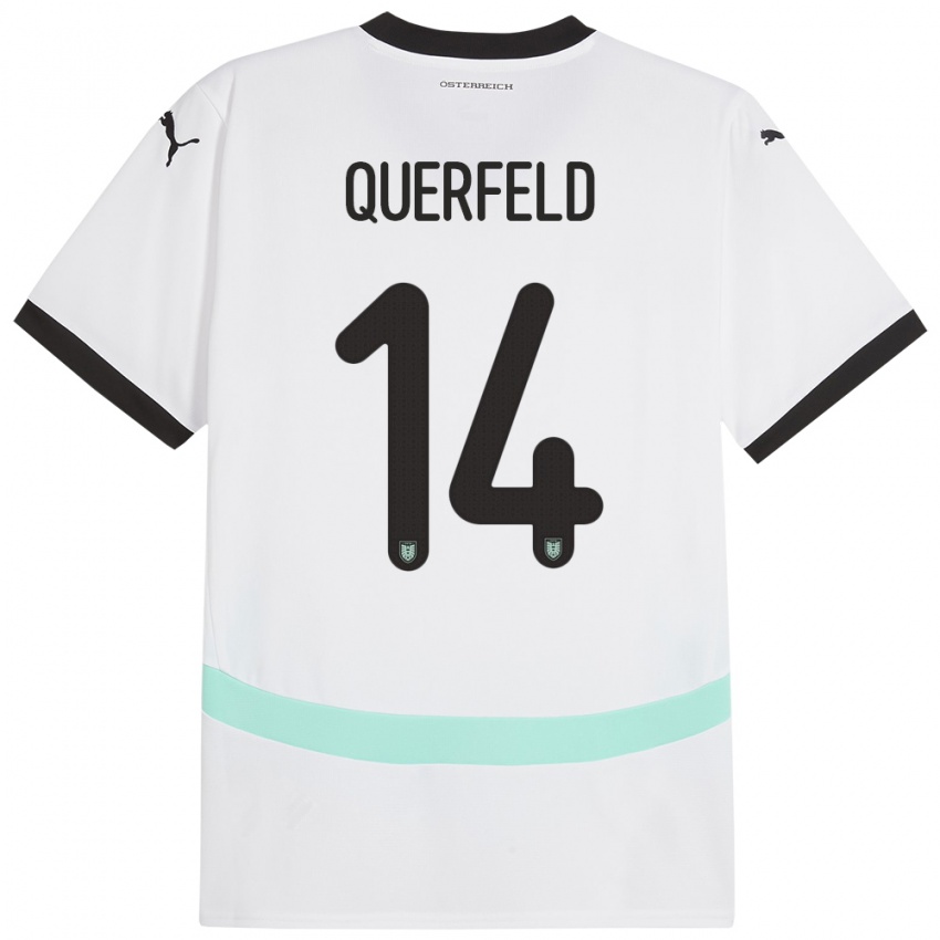 Bambino Maglia Austria Leopold Querfeld #14 Bianco Kit Gara Away 24-26 Maglietta