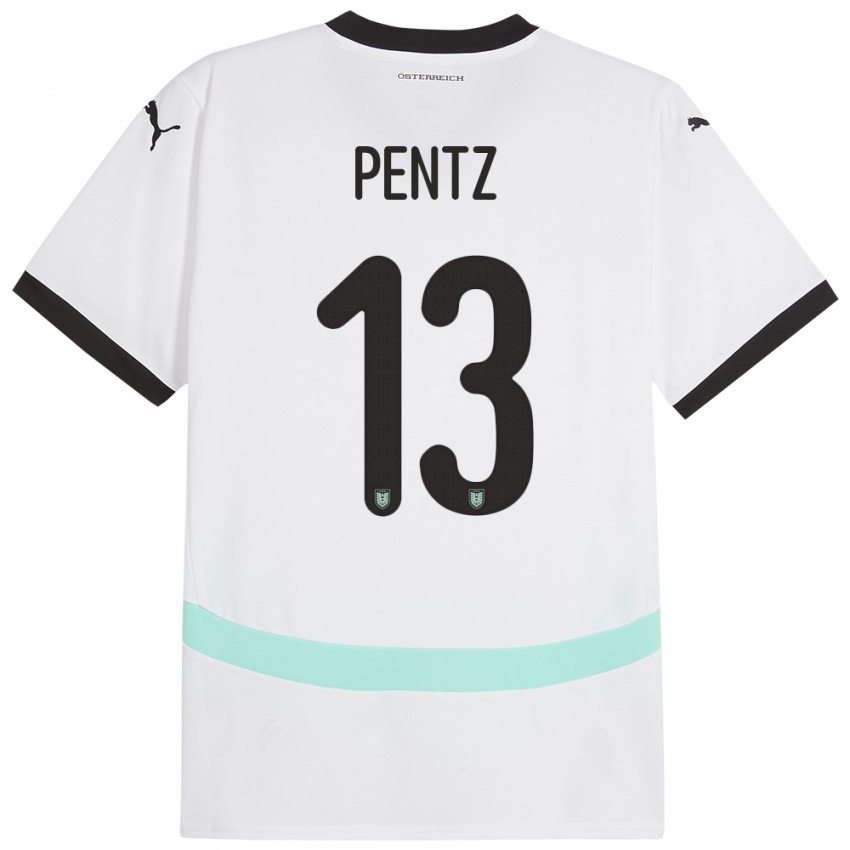 Bambino Maglia Austria Patrick Pentz #13 Bianco Kit Gara Away 24-26 Maglietta