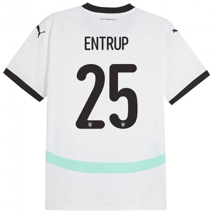 Bambino Maglia Austria Maximilian Entrup #25 Bianco Kit Gara Away 24-26 Maglietta