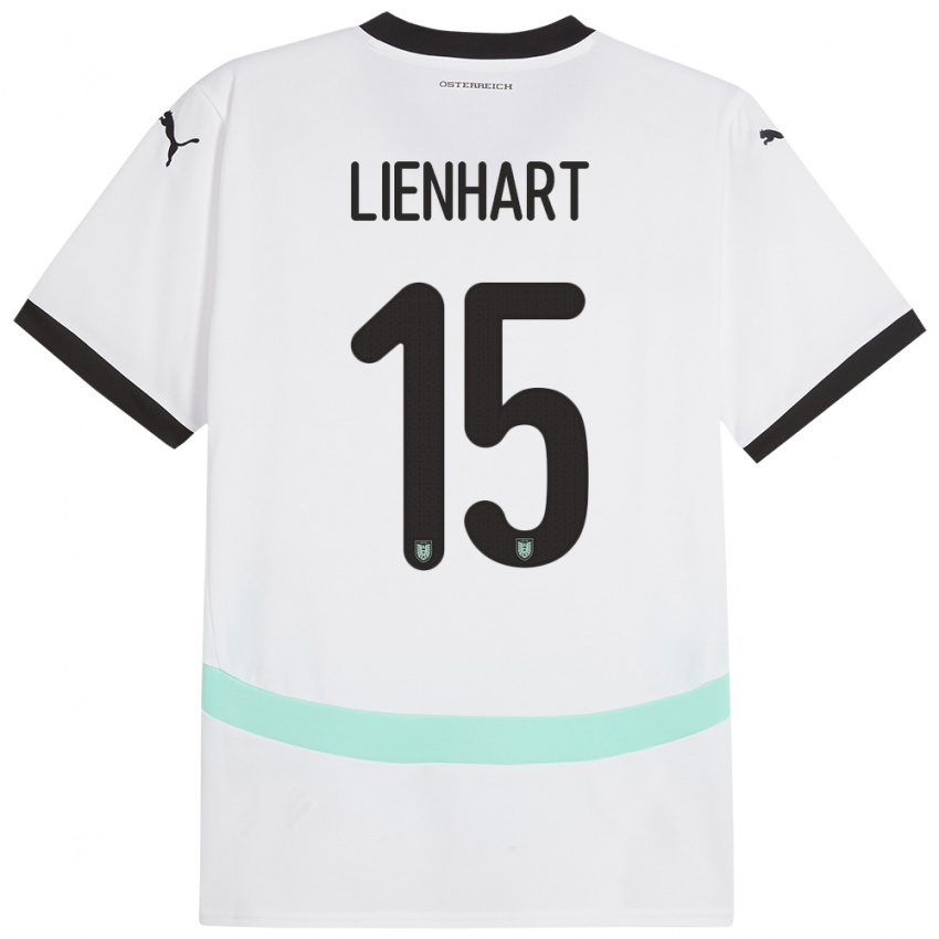 Bambino Maglia Austria Philipp Lienhart #15 Bianco Kit Gara Away 24-26 Maglietta