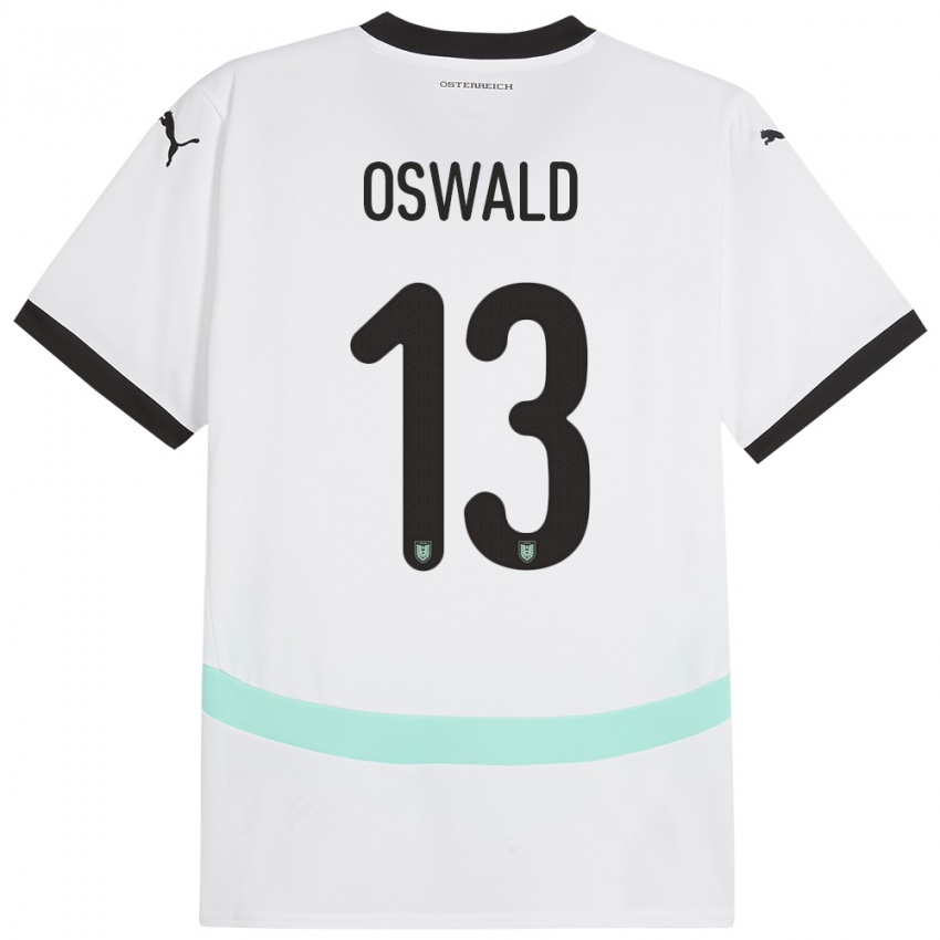 Bambino Maglia Austria Moritz Oswald #13 Bianco Kit Gara Away 24-26 Maglietta