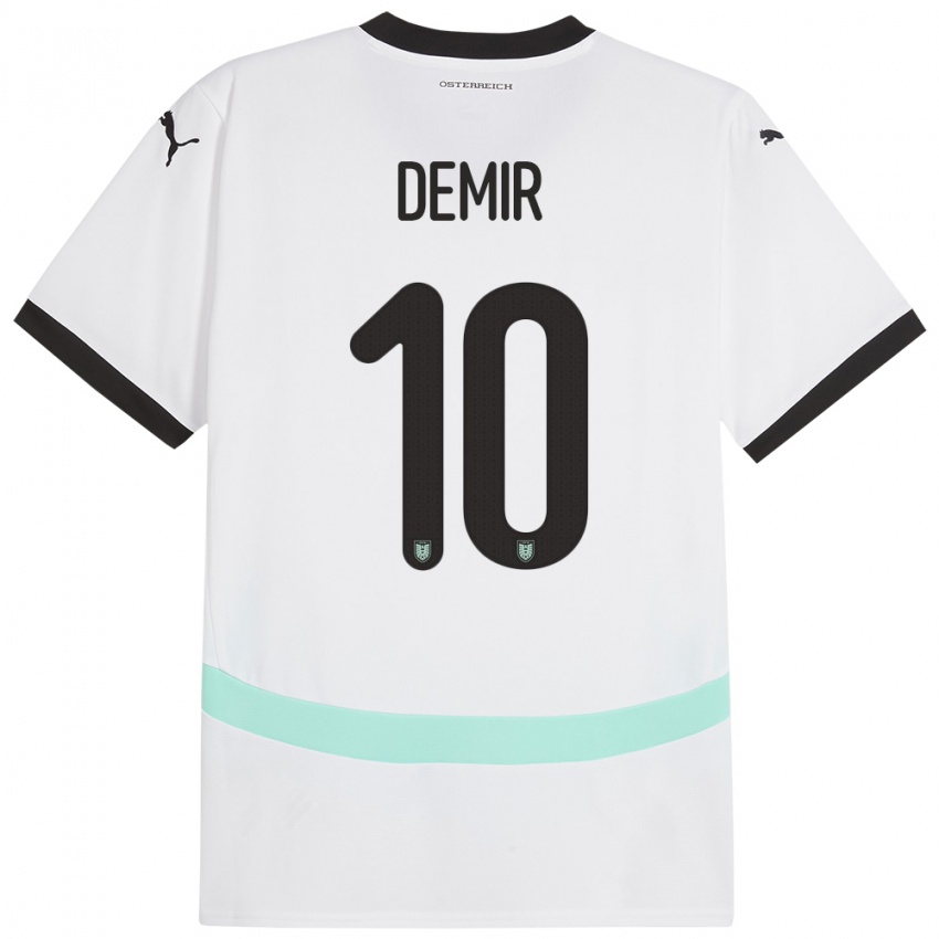 Bambino Maglia Austria Yusuf Demir #10 Bianco Kit Gara Away 24-26 Maglietta