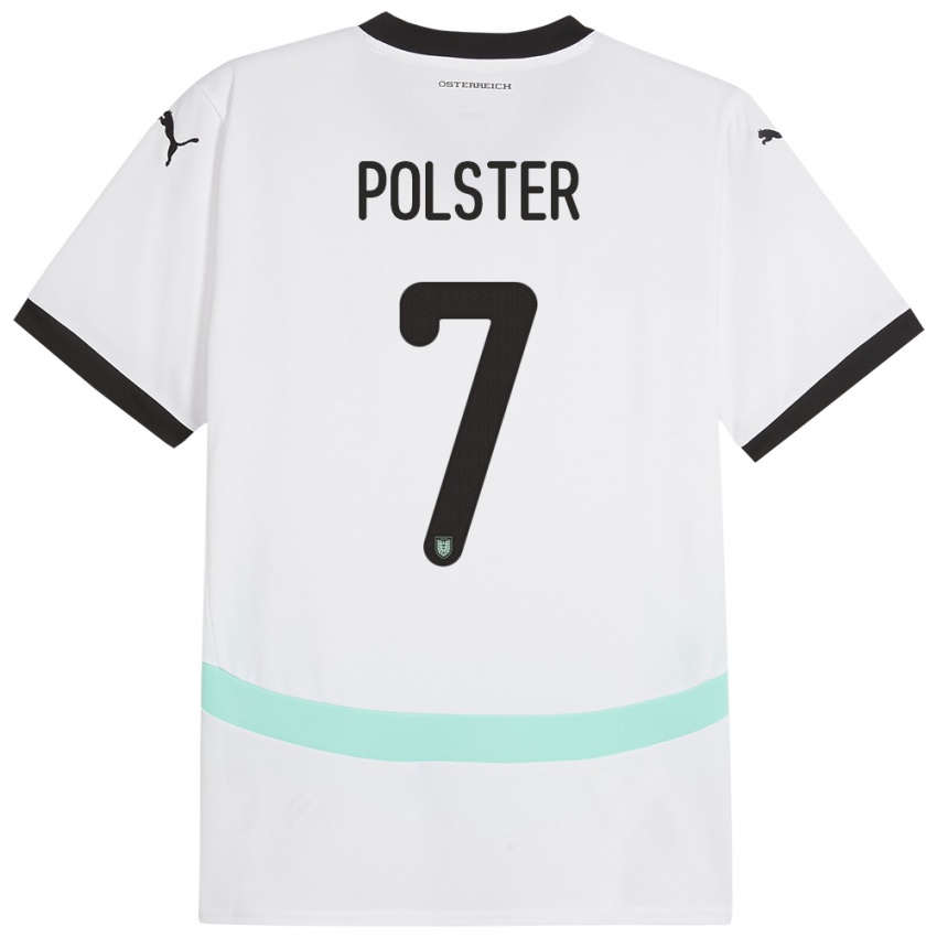 Bambino Maglia Austria Manuel Polster #7 Bianco Kit Gara Away 24-26 Maglietta