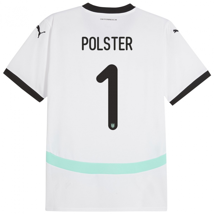 Bambino Maglia Austria Nikolas Polster #1 Bianco Kit Gara Away 24-26 Maglietta