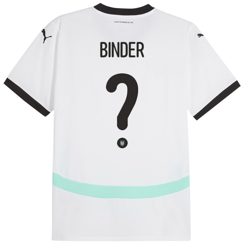 Bambino Maglia Austria Nicolas Binder #0 Bianco Kit Gara Away 24-26 Maglietta