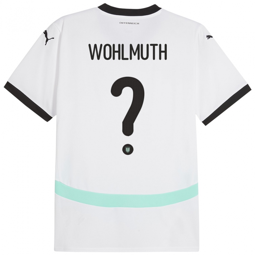 Bambino Maglia Austria Fabian Wohlmuth #0 Bianco Kit Gara Away 24-26 Maglietta