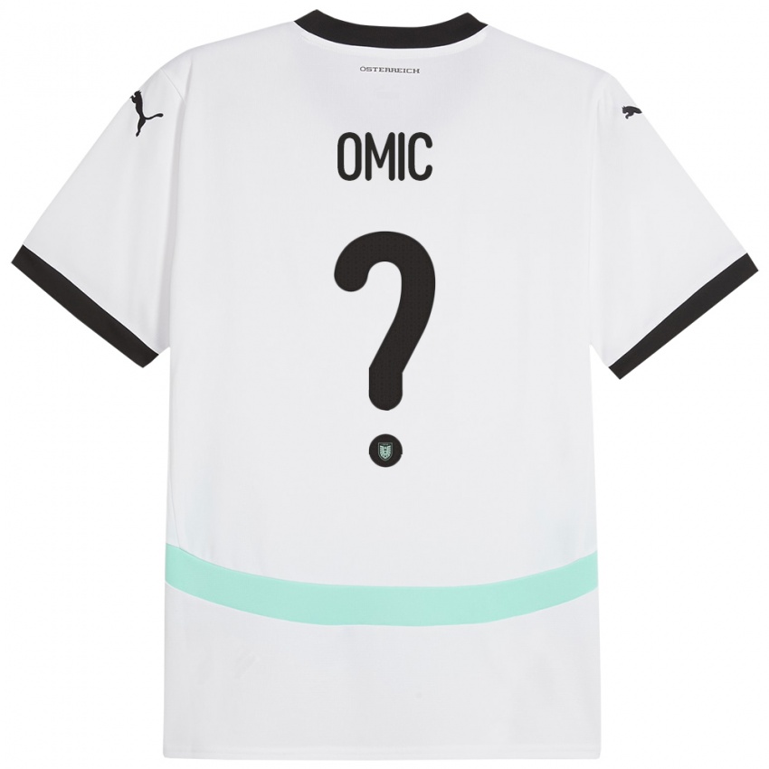 Bambino Maglia Austria Ervin Omic #0 Bianco Kit Gara Away 24-26 Maglietta