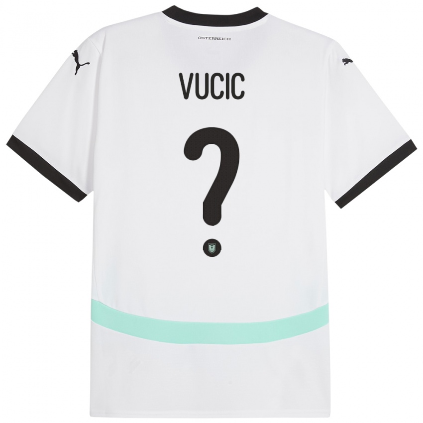 Bambino Maglia Austria Romeo Vucic #0 Bianco Kit Gara Away 24-26 Maglietta