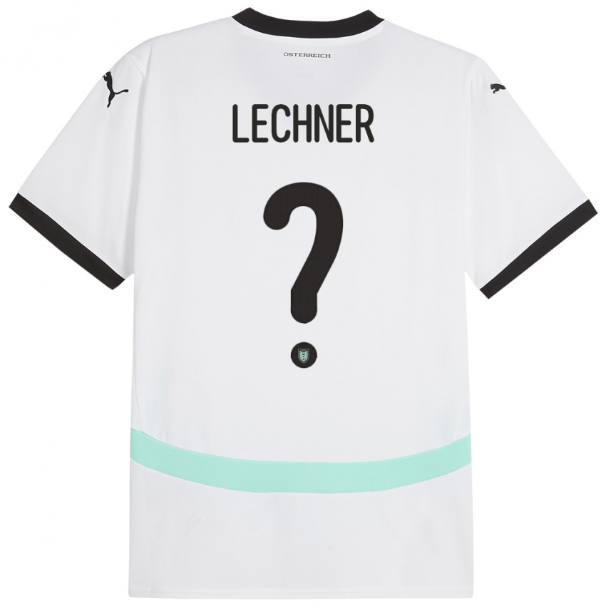 Bambino Maglia Austria Dominik Lechner #0 Bianco Kit Gara Away 24-26 Maglietta