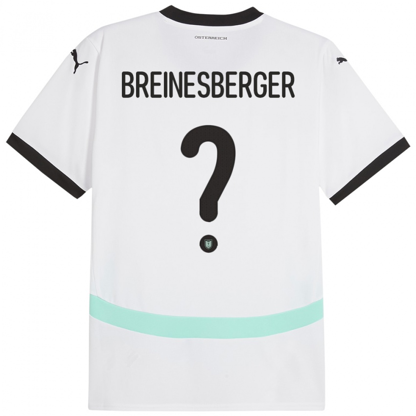 Bambino Maglia Austria Christoph Breinesberger #0 Bianco Kit Gara Away 24-26 Maglietta