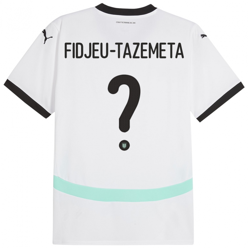 Bambino Maglia Austria Thierry Fidjeu-Tazemeta #0 Bianco Kit Gara Away 24-26 Maglietta