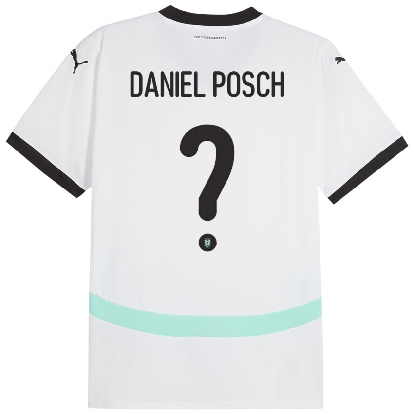 Bambino Maglia Austria Daniel Posch #0 Bianco Kit Gara Away 24-26 Maglietta