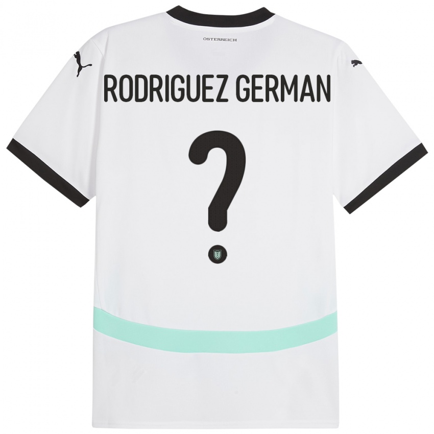 Bambino Maglia Austria Ryan Rodriguez German #0 Bianco Kit Gara Away 24-26 Maglietta