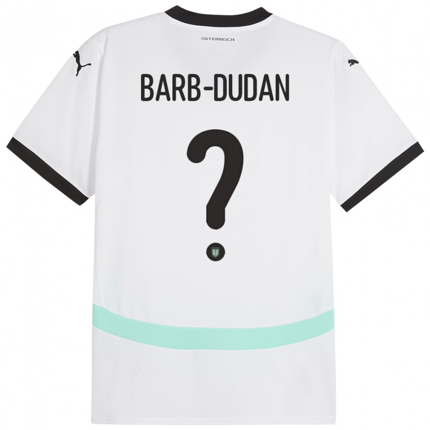 Bambino Maglia Austria Marco Barb-Dudan #0 Bianco Kit Gara Away 24-26 Maglietta