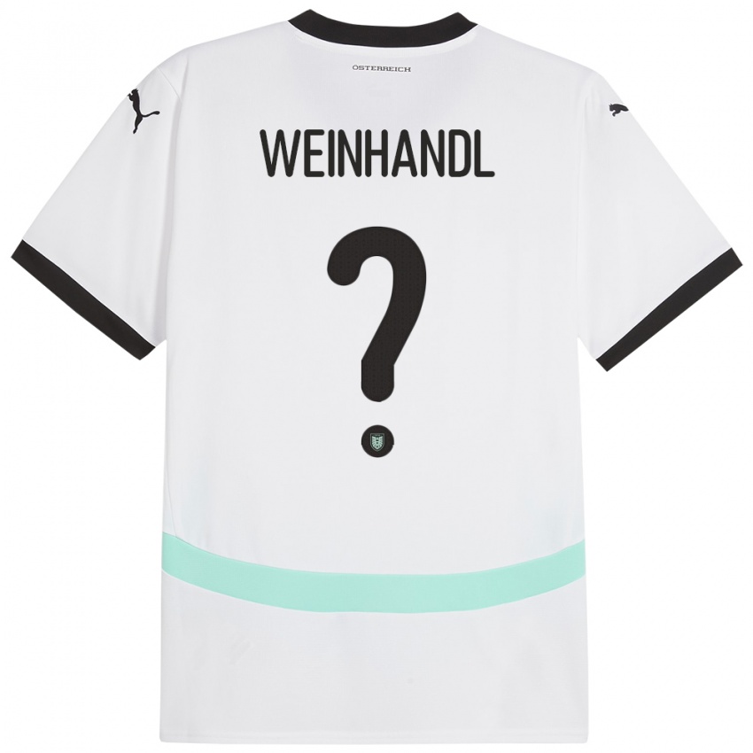 Bambino Maglia Austria Luca Weinhandl #0 Bianco Kit Gara Away 24-26 Maglietta