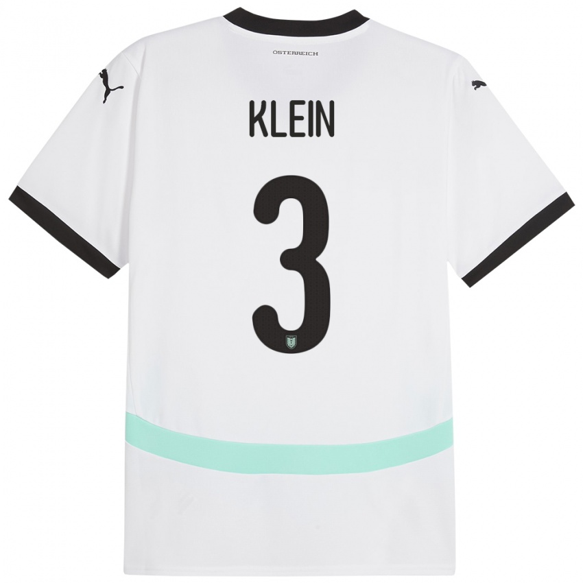 Bambino Maglia Austria Jennifer Klein #3 Bianco Kit Gara Away 24-26 Maglietta