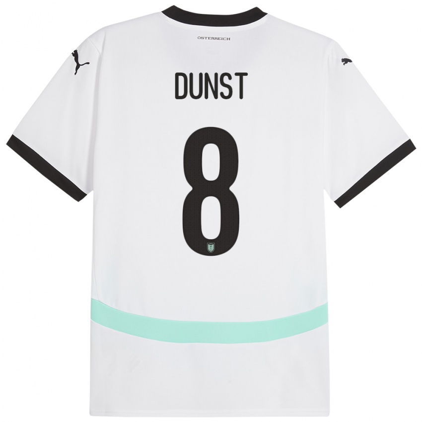 Bambino Maglia Austria Barbara Dunst #8 Bianco Kit Gara Away 24-26 Maglietta