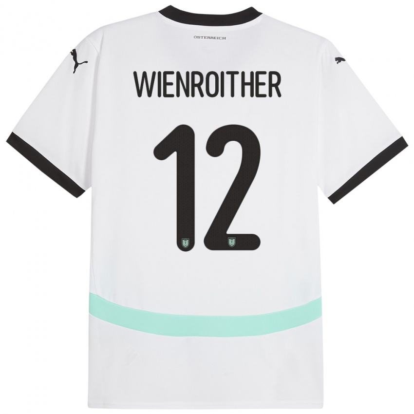 Bambino Maglia Austria Laura Wienroither #12 Bianco Kit Gara Away 24-26 Maglietta