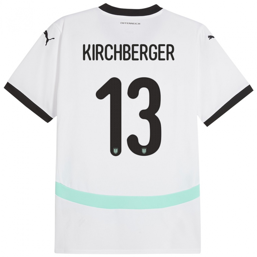 Bambino Maglia Austria Virginia Kirchberger #13 Bianco Kit Gara Away 24-26 Maglietta