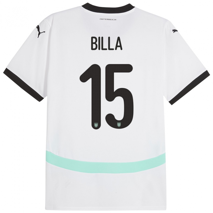 Bambino Maglia Austria Nicole Billa #15 Bianco Kit Gara Away 24-26 Maglietta