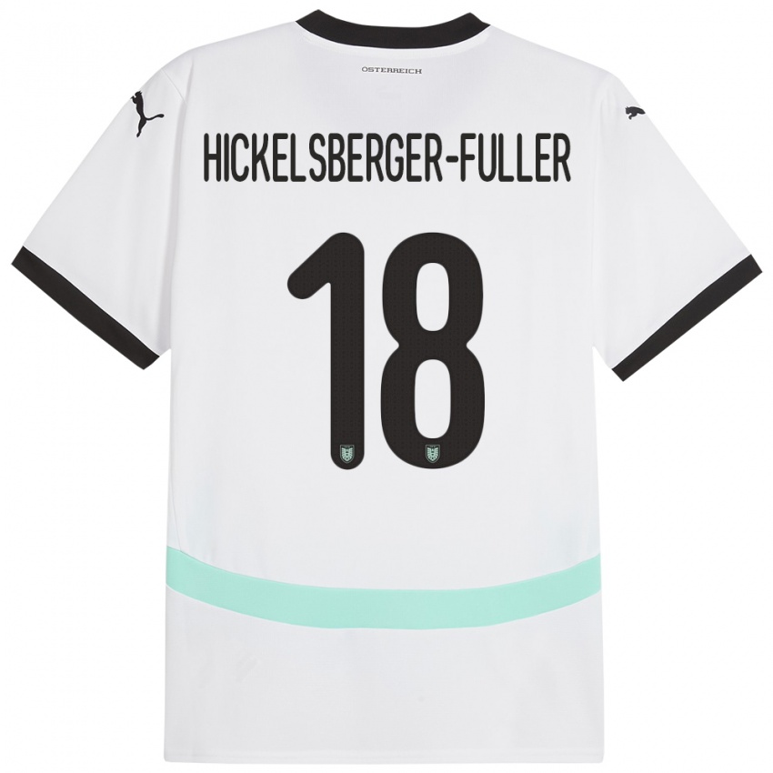 Bambino Maglia Austria Julia Hickelsberger-Füller #18 Bianco Kit Gara Away 24-26 Maglietta