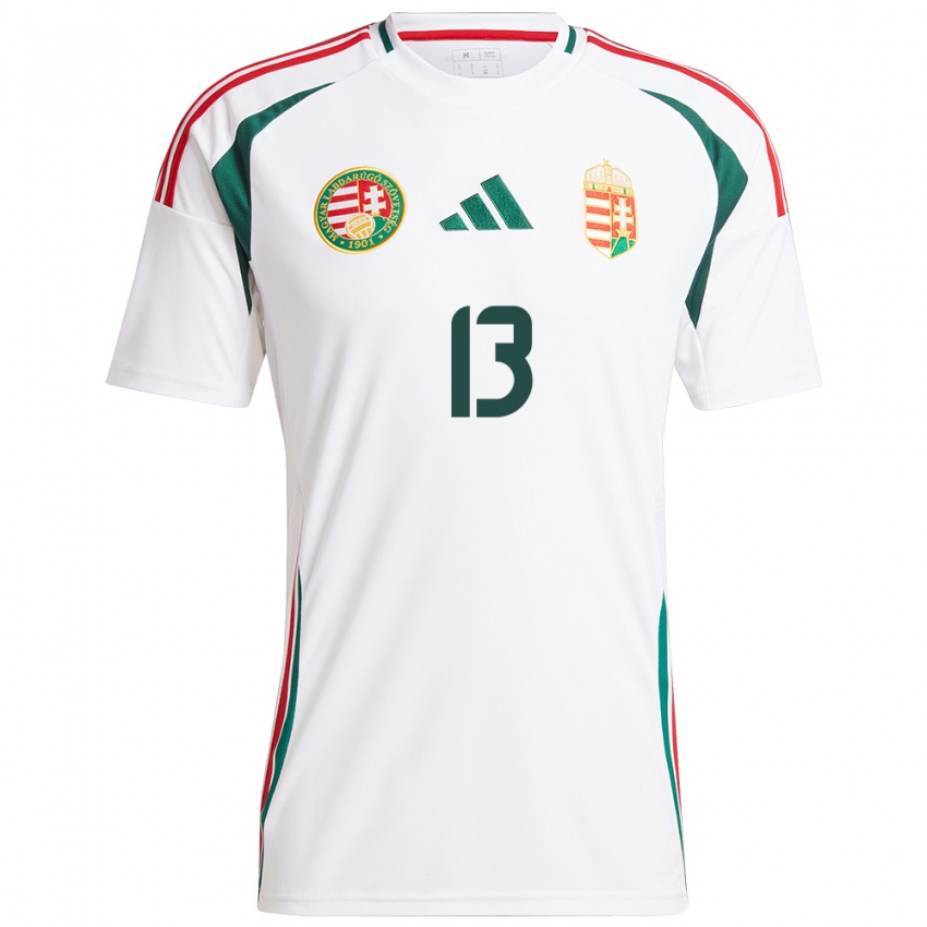 Bambino Maglia Ungheria András Eördögh #13 Bianco Kit Gara Away 24-26 Maglietta