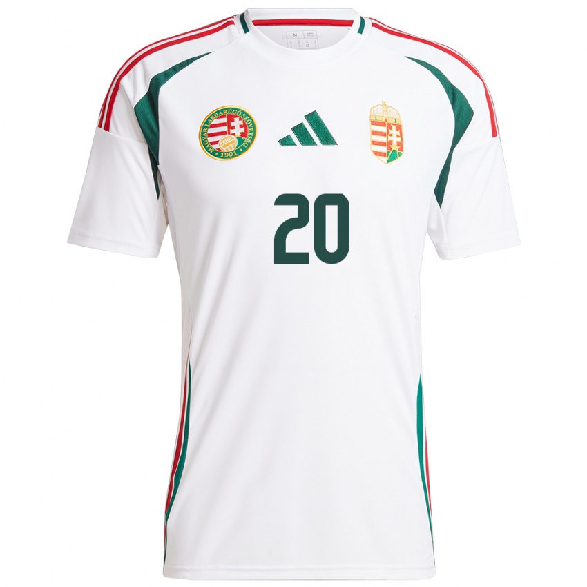 Bambino Maglia Ungheria Zsombor Hős #20 Bianco Kit Gara Away 24-26 Maglietta