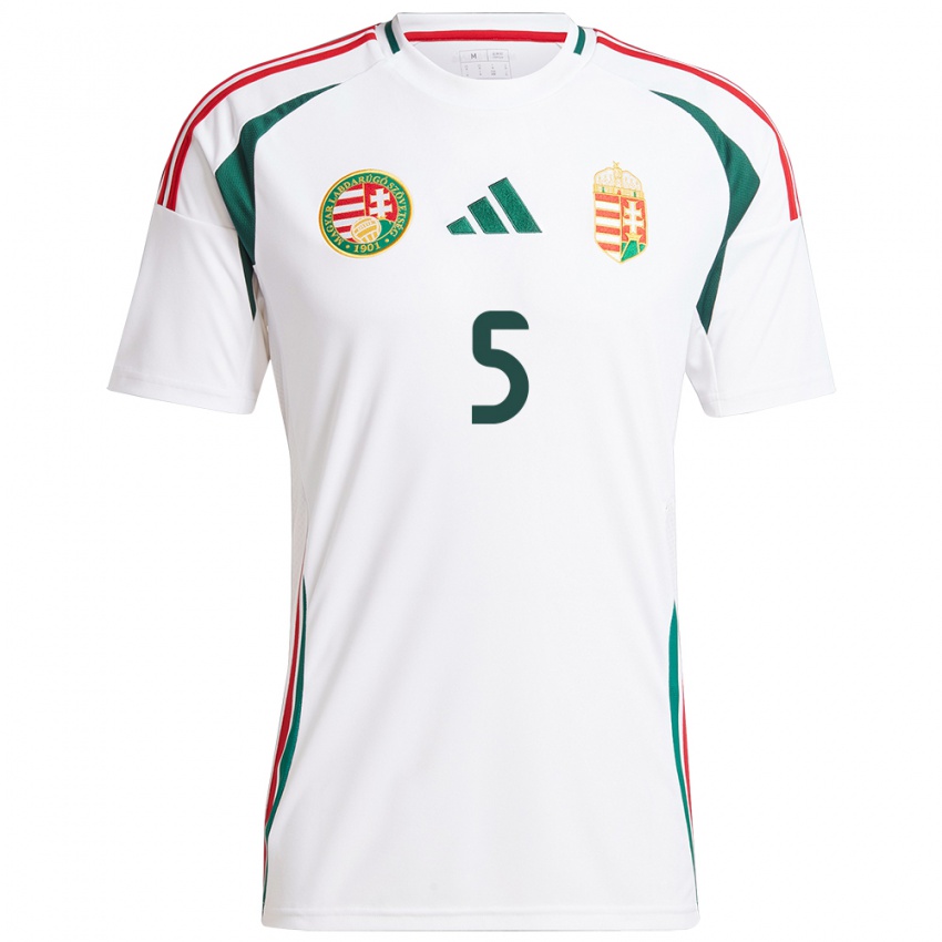 Bambino Maglia Ungheria Emőke Pápai #5 Bianco Kit Gara Away 24-26 Maglietta