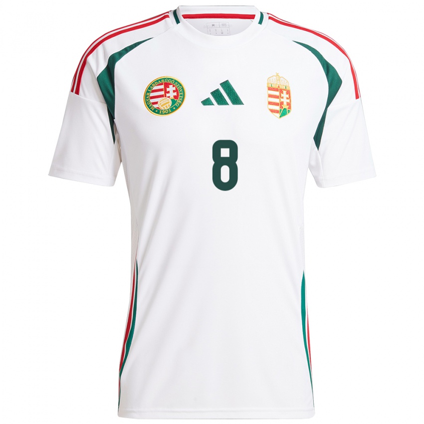 Bambino Maglia Ungheria Ádám Décsy #8 Bianco Kit Gara Away 24-26 Maglietta