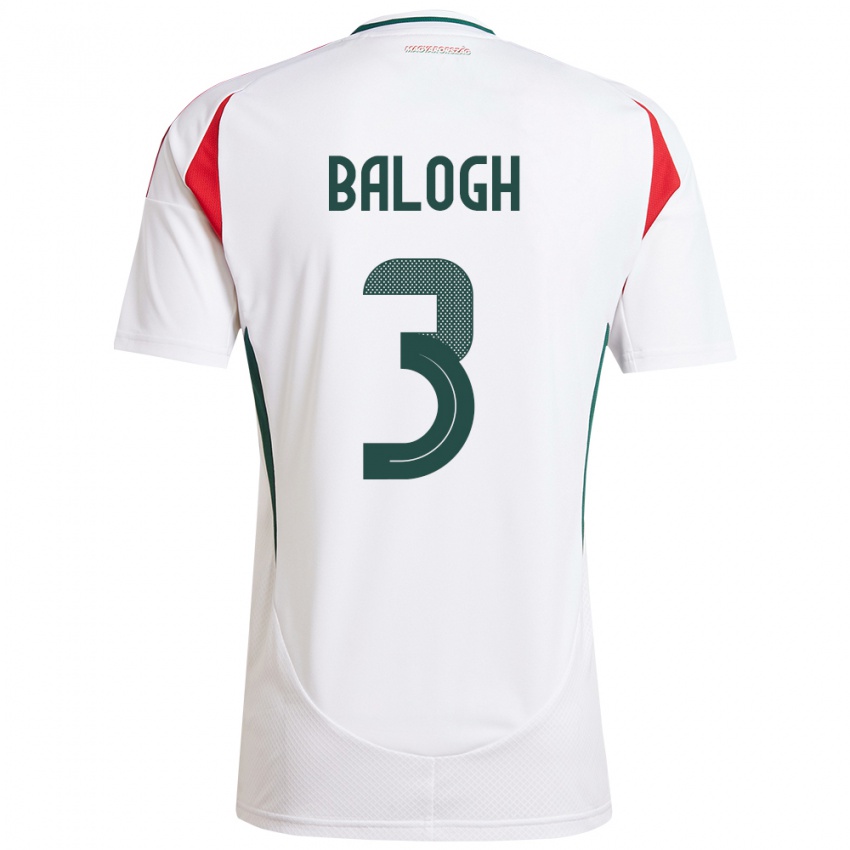 Bambino Maglia Ungheria Botond Balogh #3 Bianco Kit Gara Away 24-26 Maglietta