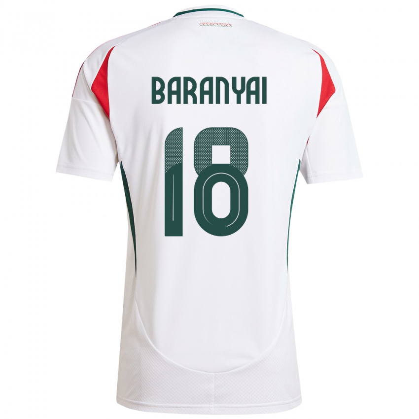 Bambino Maglia Ungheria Nimród Baranyai #18 Bianco Kit Gara Away 24-26 Maglietta