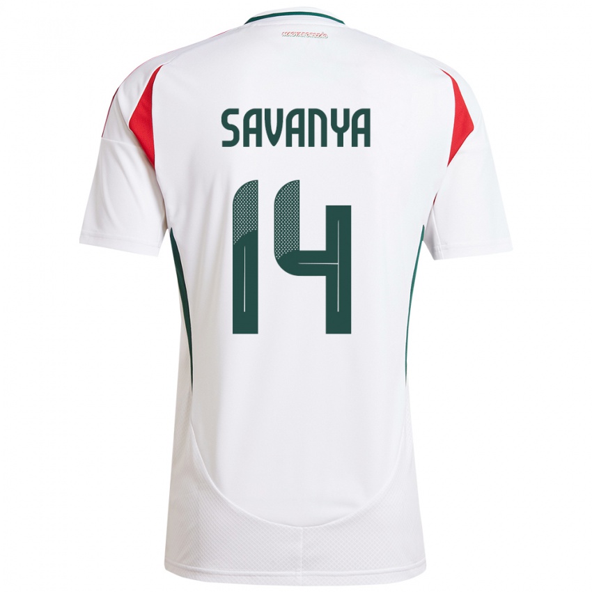 Bambino Maglia Ungheria Csilla Savanya #14 Bianco Kit Gara Away 24-26 Maglietta