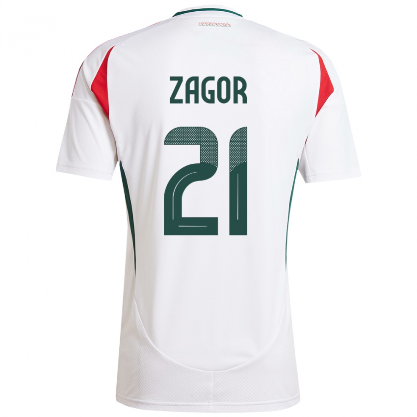 Bambino Maglia Ungheria Bernadett Zágor #21 Bianco Kit Gara Away 24-26 Maglietta