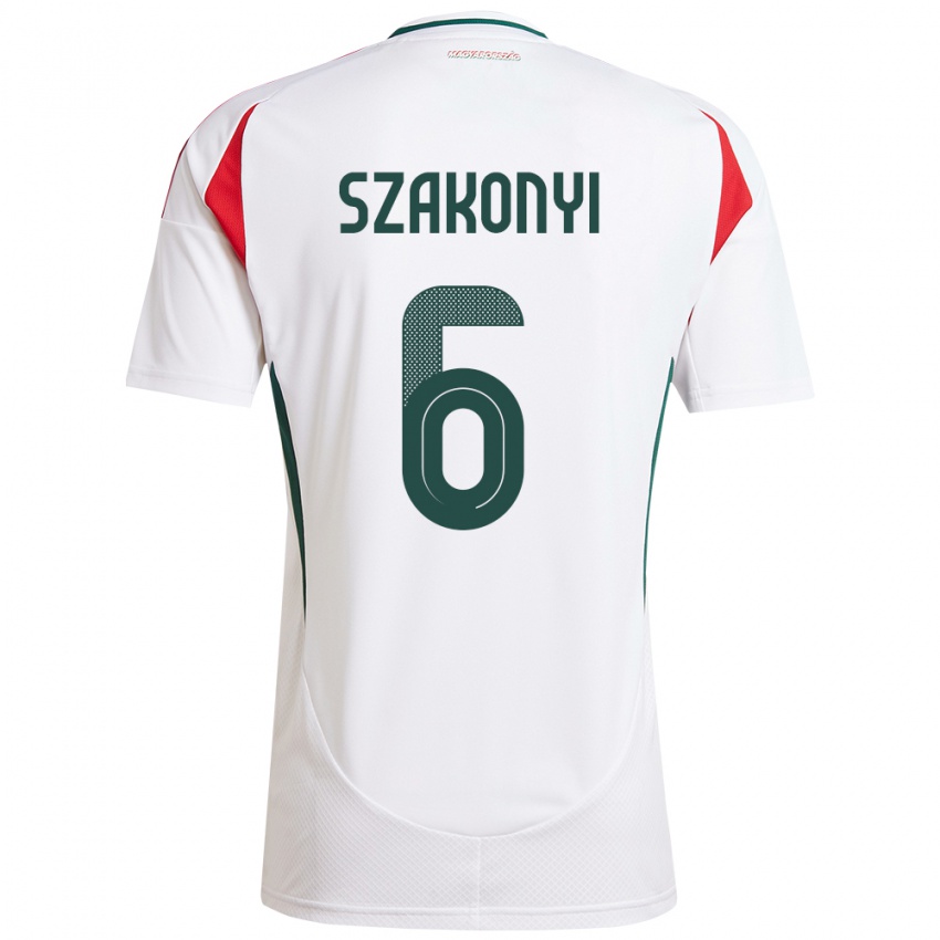 Bambino Maglia Ungheria Emese Szakonyi #6 Bianco Kit Gara Away 24-26 Maglietta