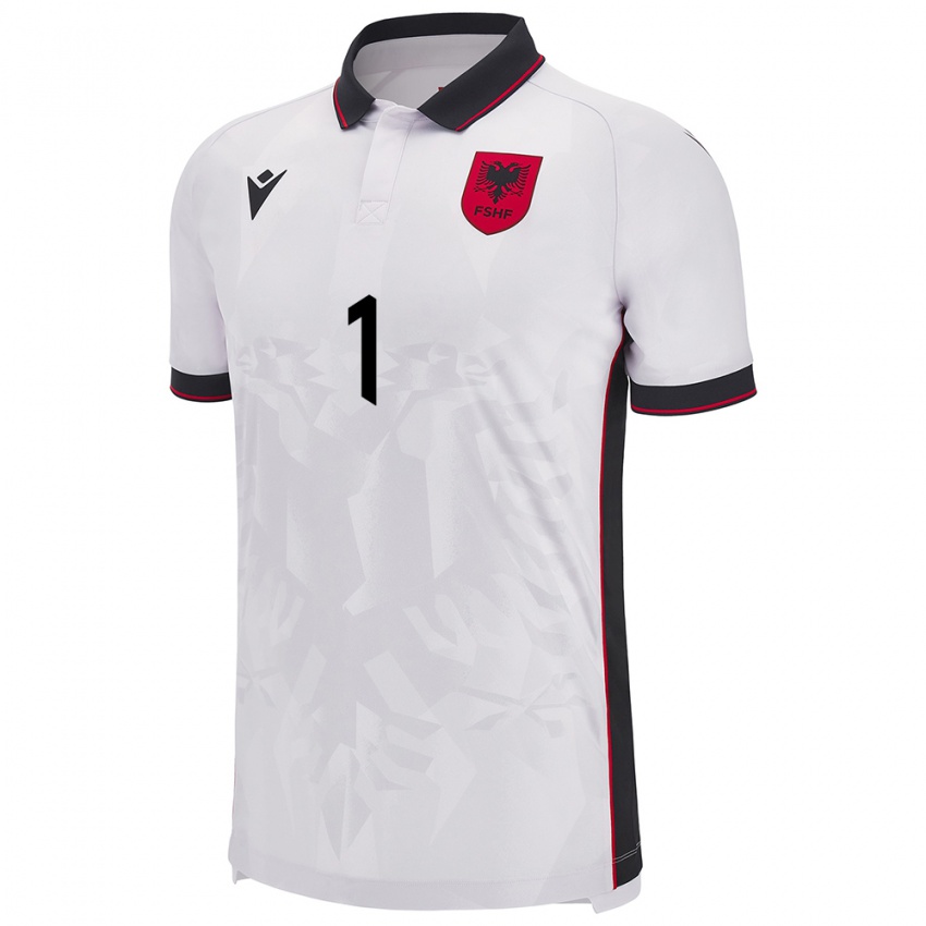 Bambino Maglia Albania Alen Sherri #1 Bianco Kit Gara Away 24-26 Maglietta