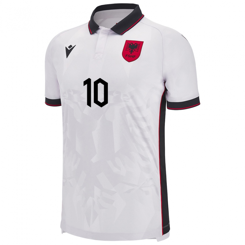 Bambino Maglia Albania Tedi Malaj #10 Bianco Kit Gara Away 24-26 Maglietta