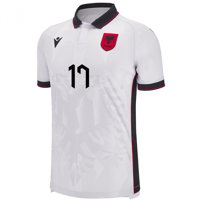 Bambino Maglia Albania Ernest Muci #17 Bianco Kit Gara Away 24-26 Maglietta