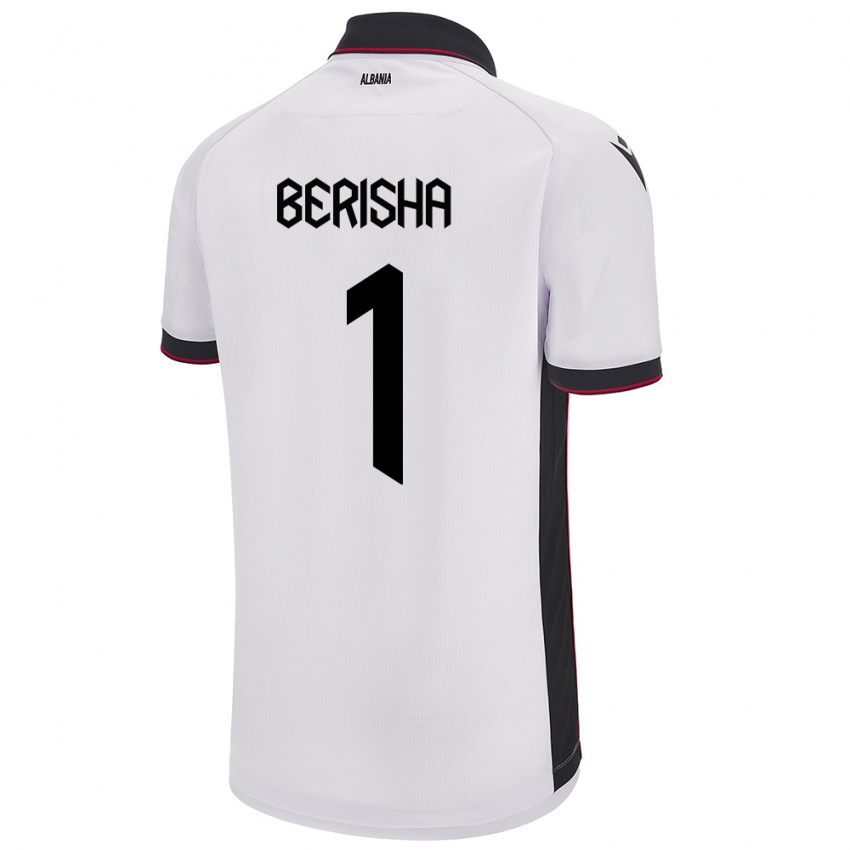 Bambino Maglia Albania Etrit Berisha #1 Bianco Kit Gara Away 24-26 Maglietta