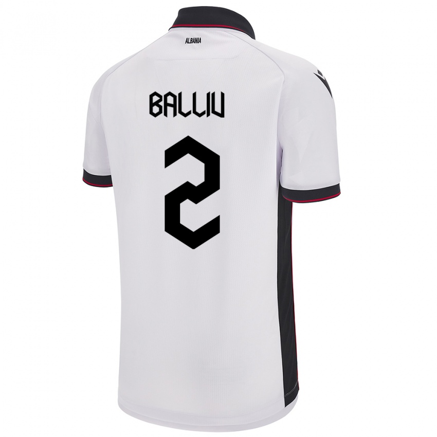 Bambino Maglia Albania Iván Balliu #2 Bianco Kit Gara Away 24-26 Maglietta