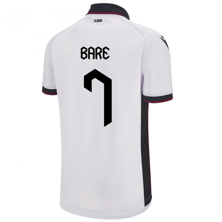 Bambino Maglia Albania Keidi Bare #7 Bianco Kit Gara Away 24-26 Maglietta