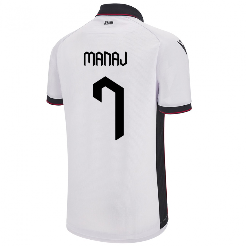 Bambino Maglia Albania Rey Manaj #7 Bianco Kit Gara Away 24-26 Maglietta