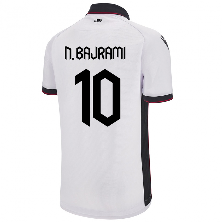 Bambino Maglia Albania Nedim Bajrami #10 Bianco Kit Gara Away 24-26 Maglietta