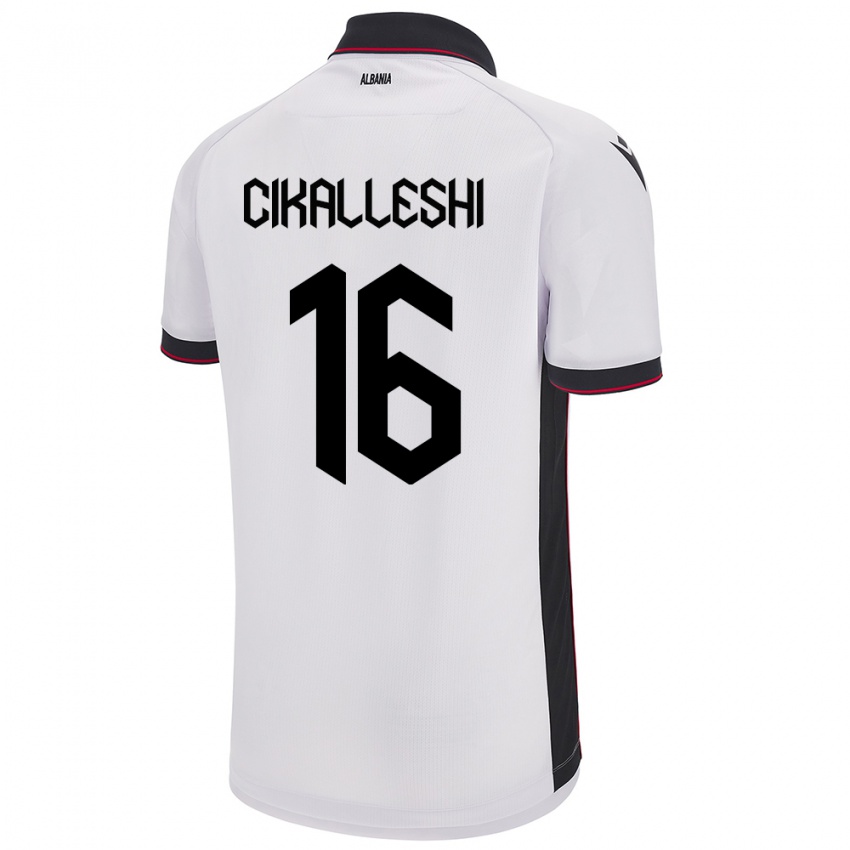 Bambino Maglia Albania Sokol Cikalleshi #16 Bianco Kit Gara Away 24-26 Maglietta