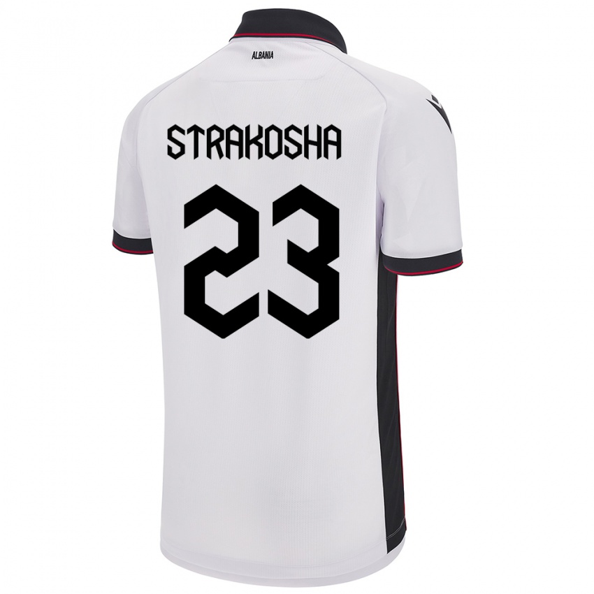 Bambino Maglia Albania Thomas Strakosha #23 Bianco Kit Gara Away 24-26 Maglietta