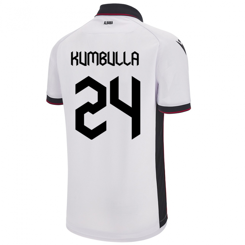 Bambino Maglia Albania Marash Kumbulla #24 Bianco Kit Gara Away 24-26 Maglietta