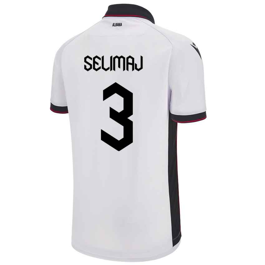 Bambino Maglia Albania Ermis Selimaj #3 Bianco Kit Gara Away 24-26 Maglietta