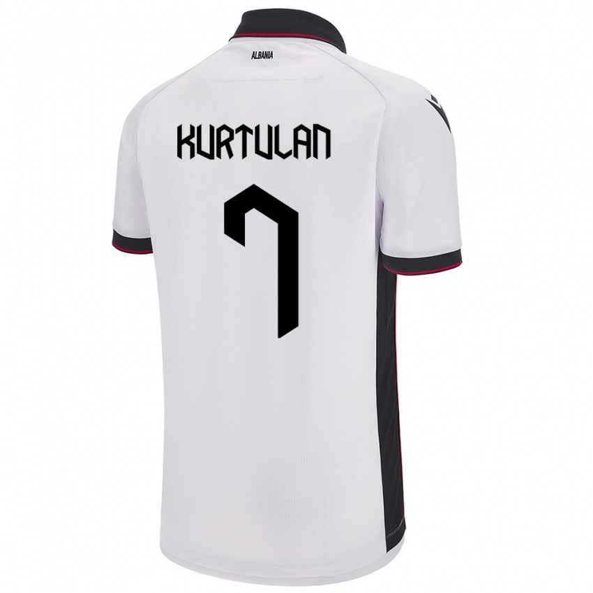 Bambino Maglia Albania Arda Kurtulan #7 Bianco Kit Gara Away 24-26 Maglietta